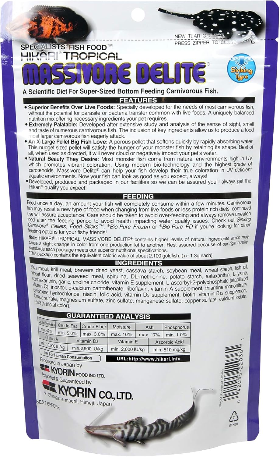 Hikari Tropical Massivore Delite Fish Food 380G