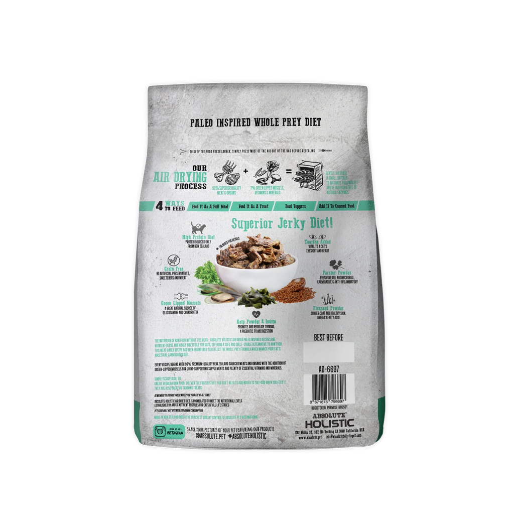 Absolute Holistic Air Dried Chicken & Hoki Dry Cat Food 500G
