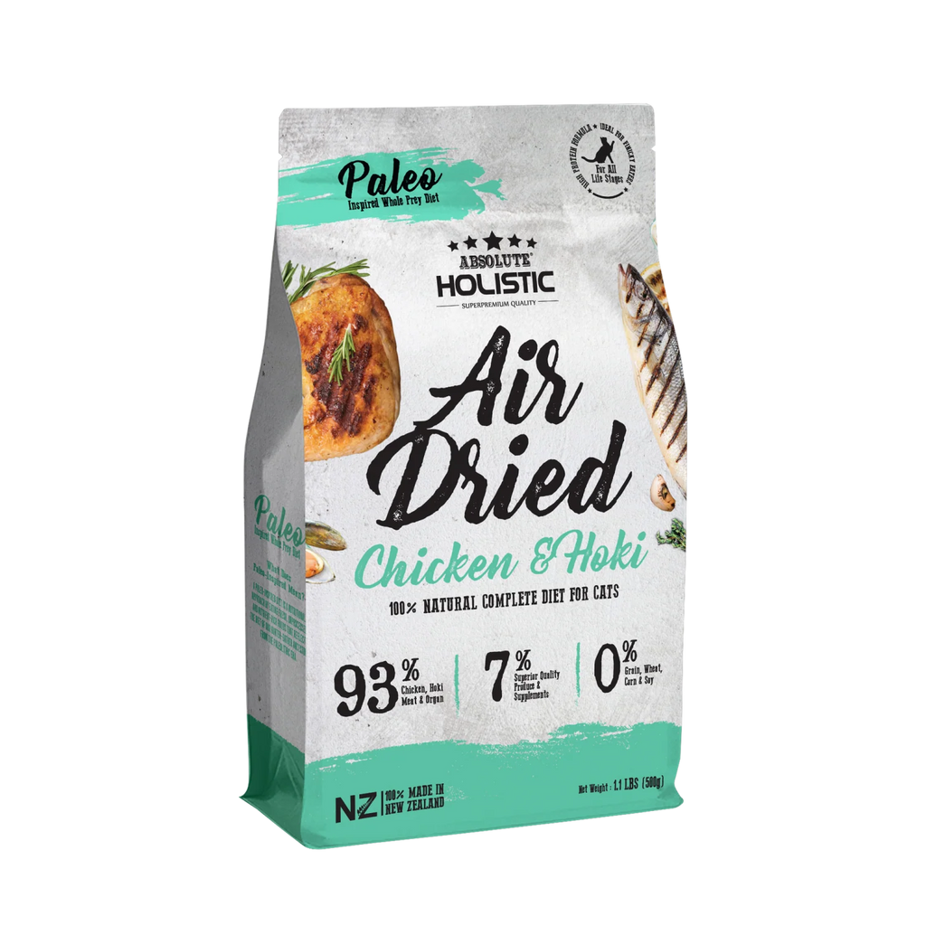Absolute Holistic Air Dried Chicken & Hoki Dry Cat Food 500G