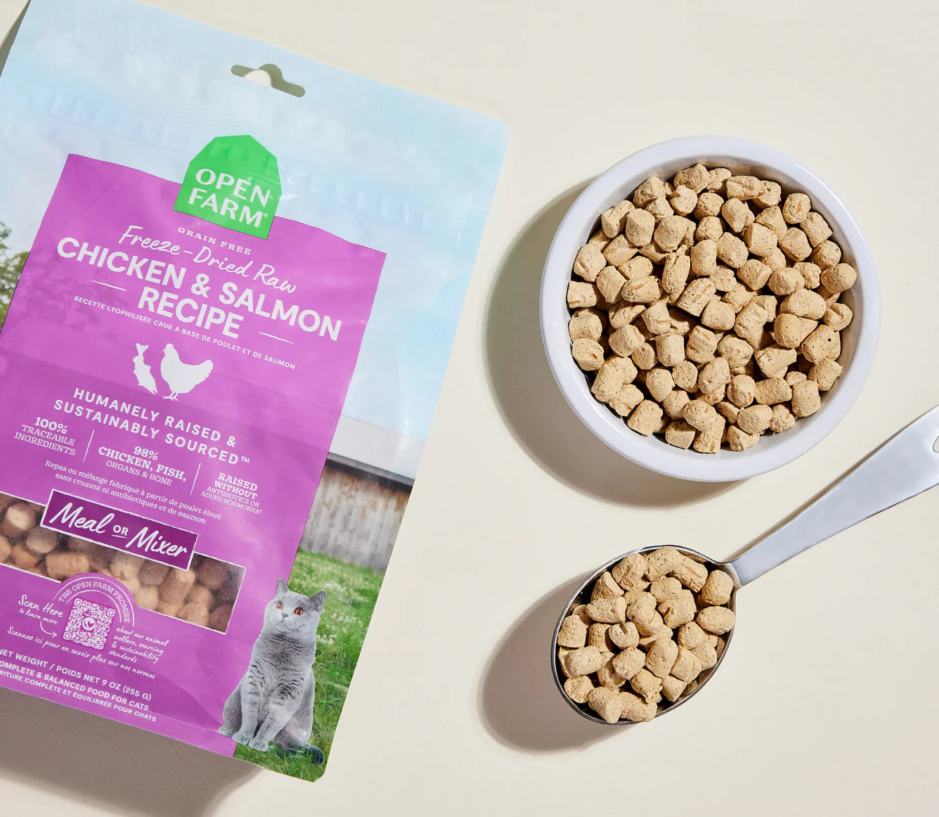 Open Farm Freeze Dried Raw Chicken & Salmon Morsels Dry Cat Food 99G